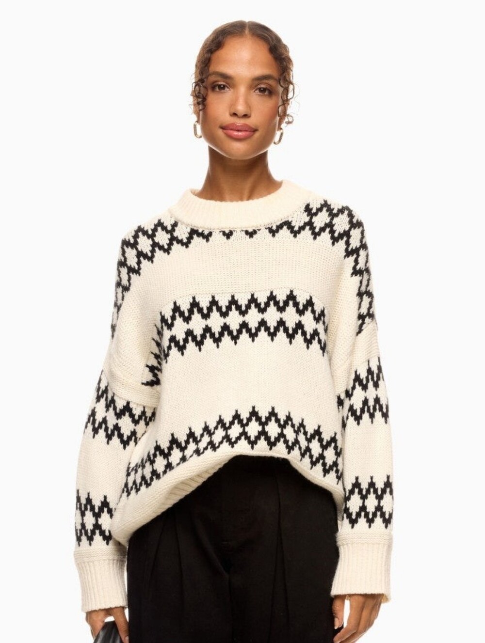 Reiss Ivy Fairisle Jumper Knit Long Sleeve Crew Neck Pull-On Size M